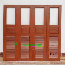 ประตูบานเฟี้ยมไม้สัก รหัส F34